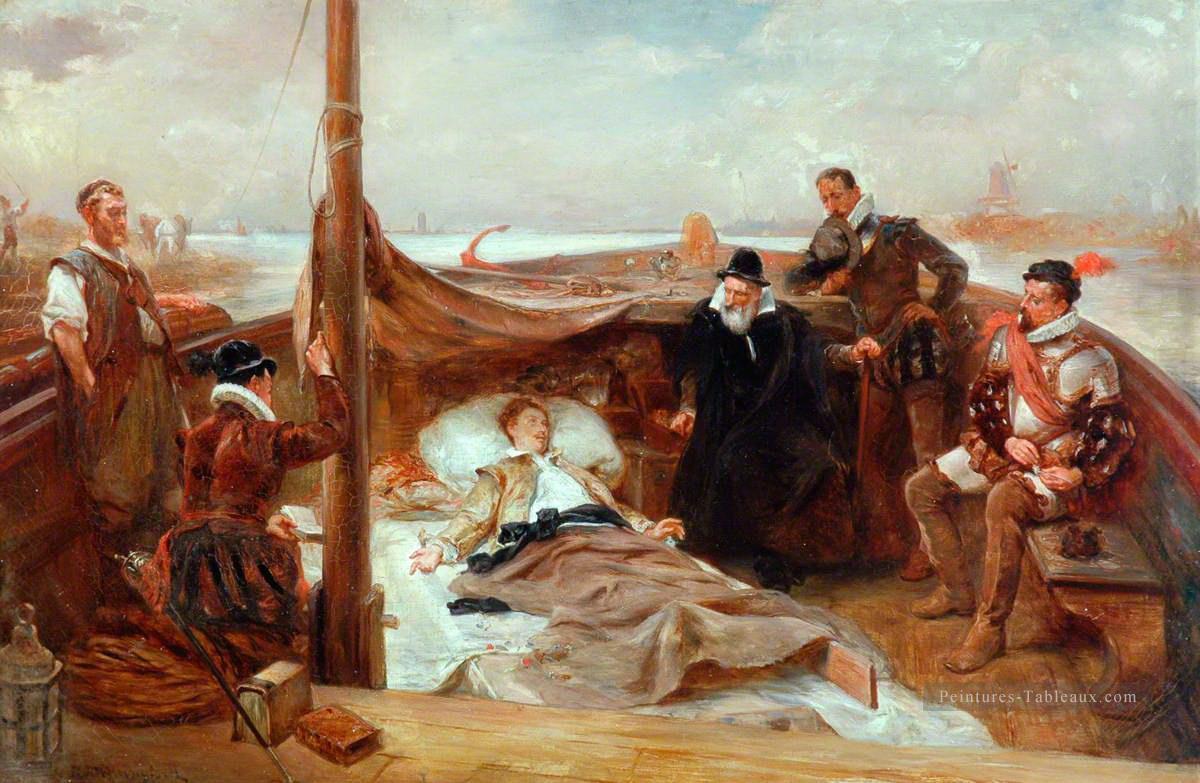 Les derniers jours de Sir Philip Sydney Robert Alexander Hillingford scènes de batailles historiques Peintures à l'huile